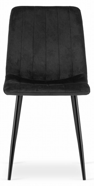 Negru scaun bucatarie LAVA din catifea cu picioare negre