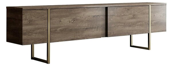 Comoda TV Luxe, nuc/auriu, PAL/metal, 180x30x50 cm