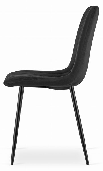 Negru scaun bucatarie LAVA din catifea cu picioare negre