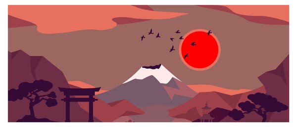 Tablou - Ilustrație a Muntelui Fuji (120x50 cm)