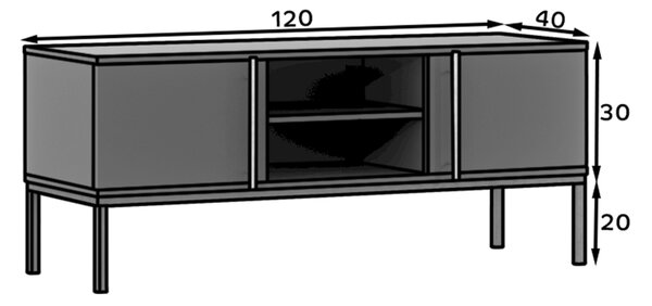 Dulap TV LANZZI 120x40 cm, negru