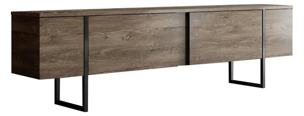 Comoda TV Luxe, nuc/negru, PAL/metal, 180x30x50 cm