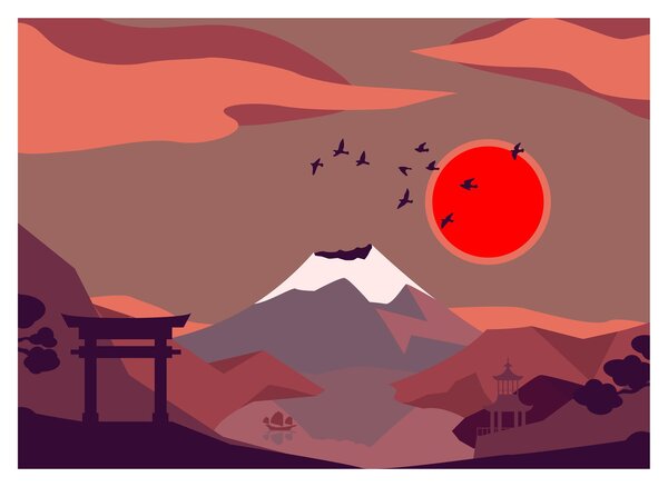 Tablou - Ilustrație a Muntelui Fuji (70x50 cm)