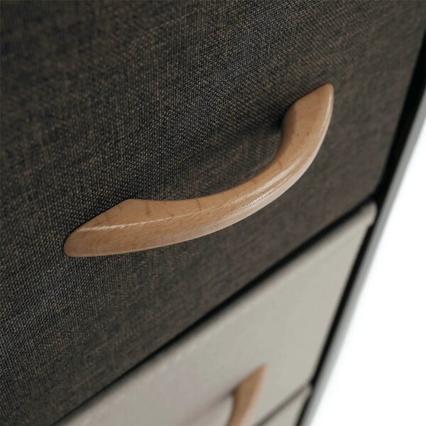 Comoda HAZEL TYP 1, bej/maro, MDF/metal/lemn/material textil, 31x29x99