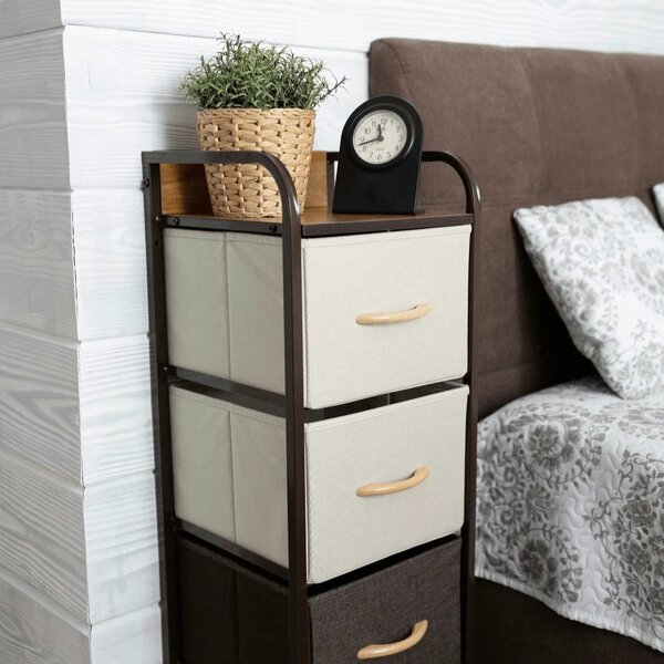 Comoda HAZEL TYP 1, bej/maro, MDF/metal/lemn/material textil, 31x29x99