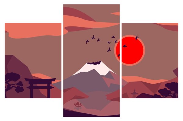 Tablou - Ilustrație a Muntelui Fuji (90x60 cm)