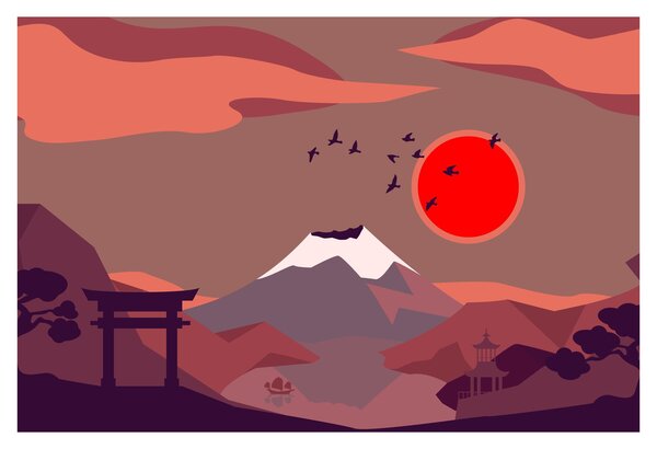 Tablou - Ilustrație a Muntelui Fuji (90x60 cm)