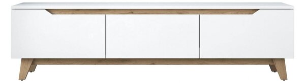 Comoda TV, alb/stejar, PAL, 180x35x49 cm