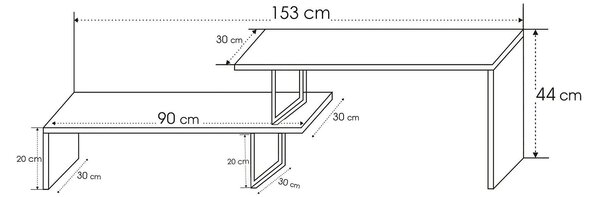 Comoda TV, stejar/negru, PAL, 153x30x44 cm