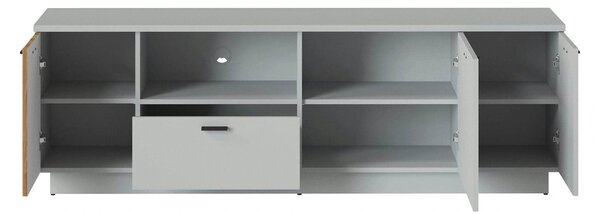 Comoda TV VERO, alb/stejar, PAL laminat, 180x40x59 cm