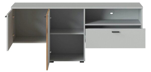 Comoda TV VERO, alb/stejar, PAL laminat, 160x40x69 cm