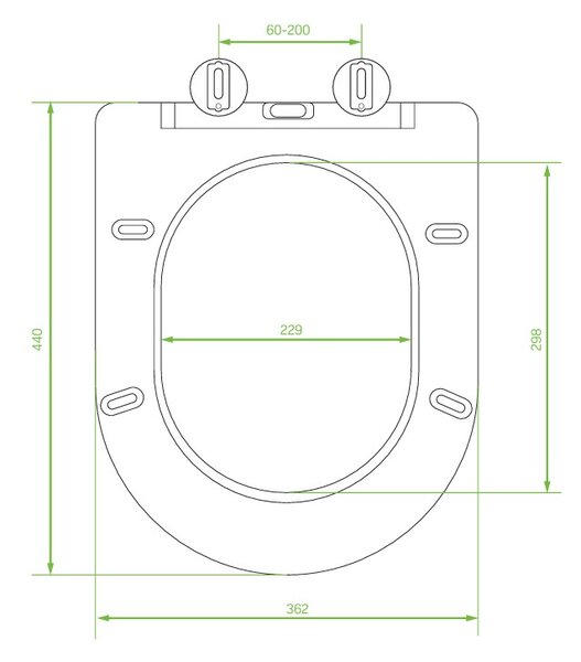 Laveo Desna, capac WC 440x362 mm, închidere silențioasă, duroplast, alb lucios, LAV-ADA_600D