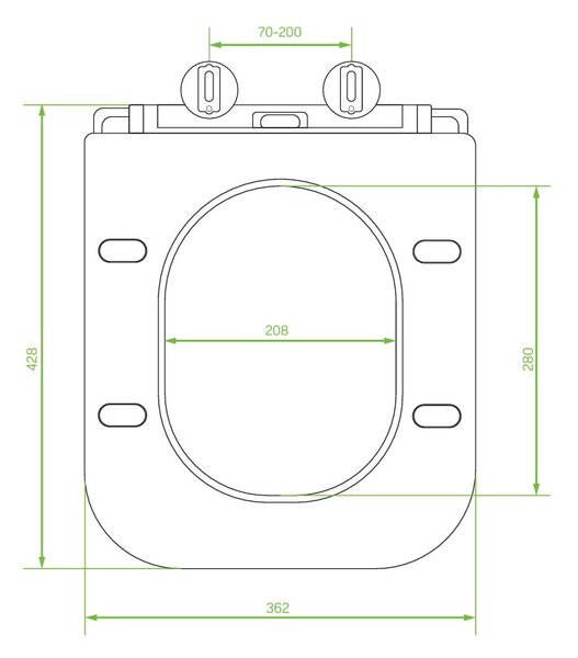Laveo Kvadrato, capac WC 428x362 mm, închidere silențioasă, duroplast, alb lucios, LAV-ADA_600K