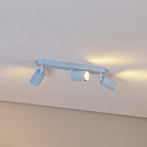 TK Lighting Spot de tavan Livia, albastru deschis, 52 cm, 3 becuri, metal, GU10, reglabil, Albastru, Camera copiilor, Metal