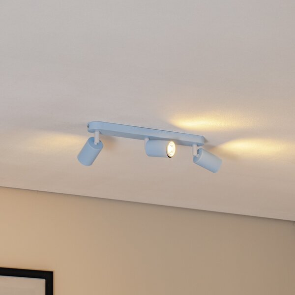 TK Lighting Spot de tavan Livia, albastru deschis, 52 cm, 3 becuri, metal, GU10, reglabil, Albastru, Camera copiilor, Metal