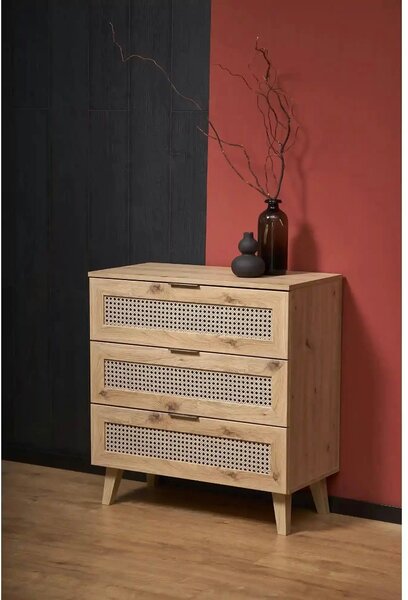 Comoda BORNEO, stejar artisan, PAL laminat, 80x40x85 cm
