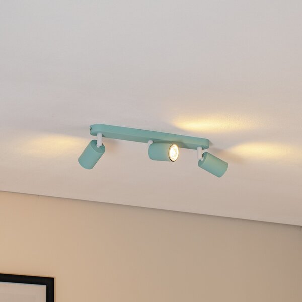 TK Lighting Spot de tavan Livia, verde mentă, 52 cm, 3 becuri, metal, GU10, reglabil, Verde, Camera copiilor, Metal