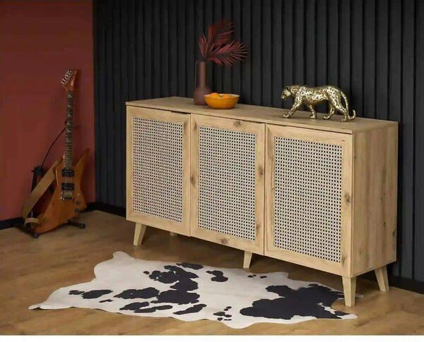 Comoda BORNEO, stejar artisan, PAL laminat, 160x40x85 cm