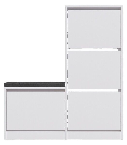 Dulap de pantofi cu banca Dude Alb 105x118.5x26 cm