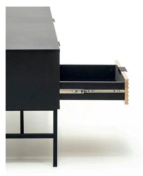 Comoda TV MURANO, stejar artisan/negru, PAL/metal, 150x40x61 cm