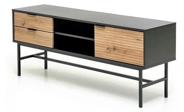 Comoda TV MURANO, stejar artisan/negru, PAL/metal, 150x40x61 cm