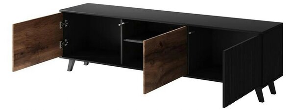 Comoda TV RANDOM, stejar wotan/negru, PAL furniruit, 180x40x52 cm