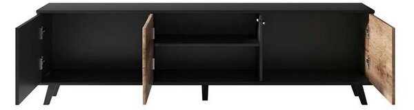 Comoda TV RANDOM, stejar wotan/negru, PAL furniruit, 180x40x52 cm