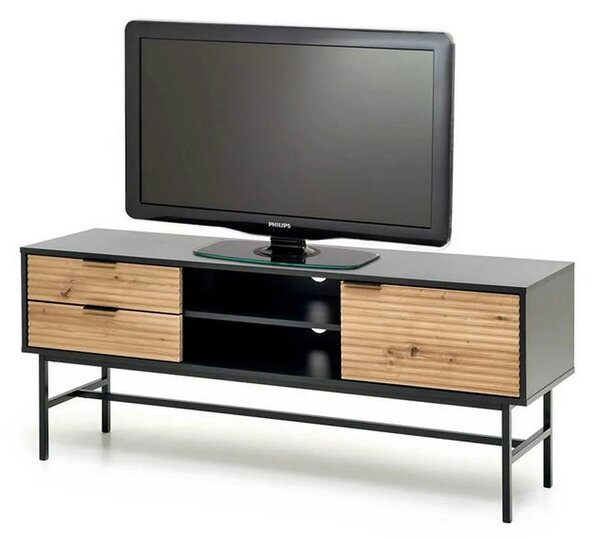 Comoda TV MURANO, stejar artisan/negru, PAL/metal, 150x40x61 cm