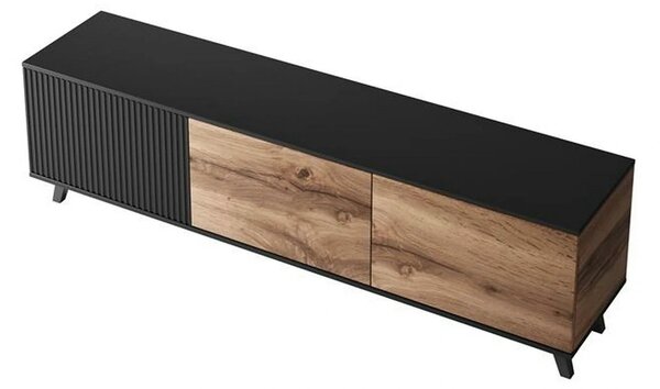 Comoda TV RANDOM, stejar wotan/negru, PAL furniruit, 180x40x52 cm
