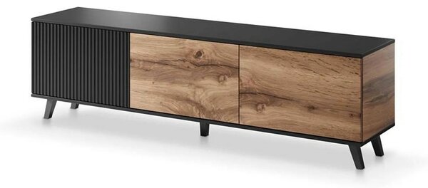 Comoda TV RANDOM, stejar wotan/negru, PAL furniruit, 180x40x52 cm