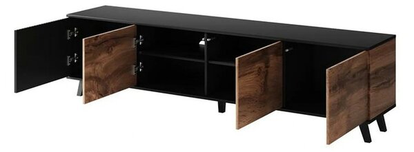 Comoda TV RANDOM, stejar wotan/negru, PAL furniruit, 200x40x52 cm