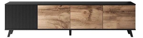 Comoda TV RANDOM, stejar wotan/negru, PAL furniruit, 200x40x52 cm