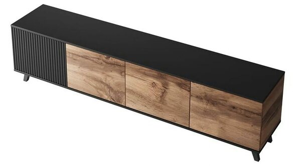 Comoda TV RANDOM, stejar wotan/negru, PAL furniruit, 200x40x52 cm