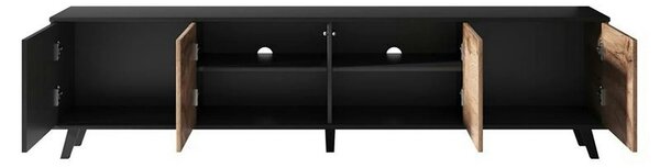 Comoda TV RANDOM, stejar wotan/negru, PAL furniruit, 200x40x52 cm