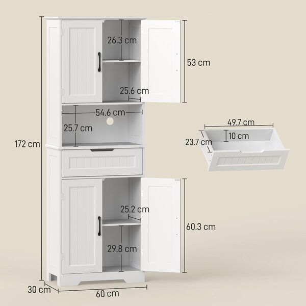 HOMCOM Mobilier de Bucătărie cu Sertar și 2 Dulapuri cu Rafturi Reglabile Alb | Aosom Romania