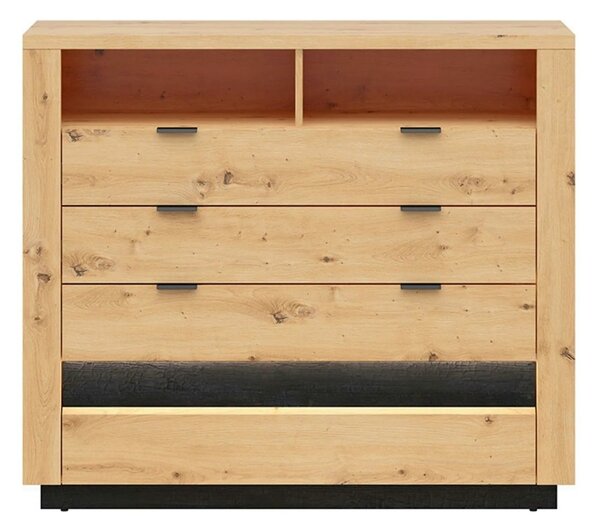 Comoda OSTIA, stejar artisan/negru, PAL, 117x42x101 cm