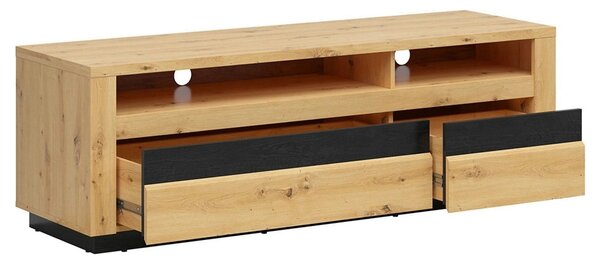 Comoda TV OSTIA, stejar artisan/negru, PAL, cu iluminare LED, 161x48x5