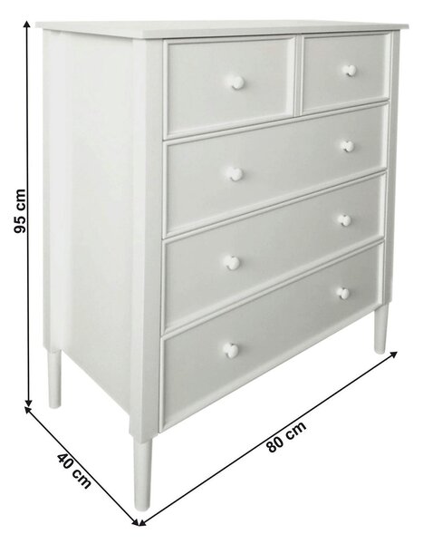 Comoda TEANA, alb, 80x40x95 cm