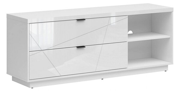 Comoda TV FORN, alb lucios, PAL, 156x43x61 cm