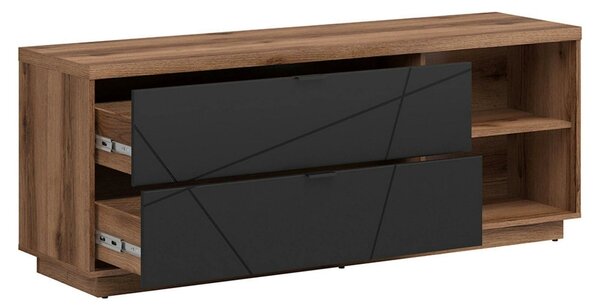 Comoda TV FORN, nuc/negru mat, PAL melaminat, 156x43x61 cm