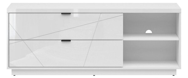 Comoda TV FORN, alb lucios, PAL, 156x43x61 cm