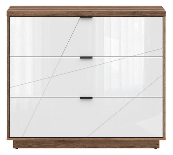 Comoda FORN, nuc/alb lucios, PAL melaminat, 106x43x93 cm