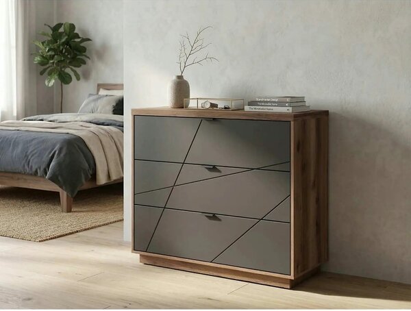 Comoda FORN, nuc/negru mat, PAL melaminat, 106x43x93 cm