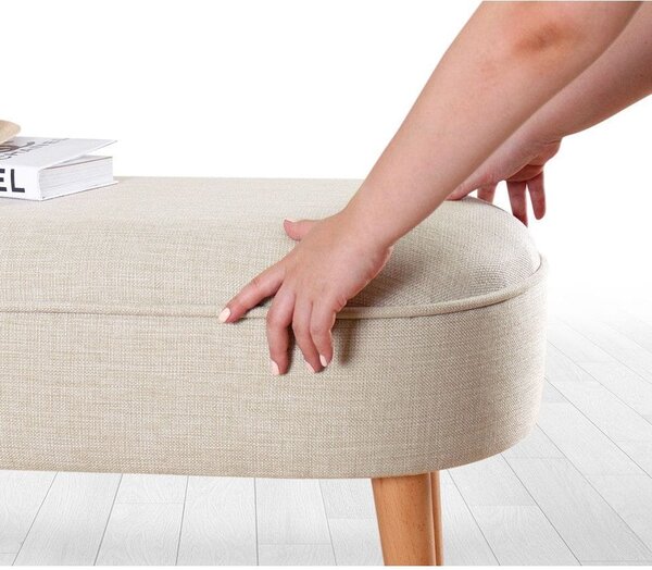 Bancheta LEDNOK, stofa clasica crem, 100x40x47 cm