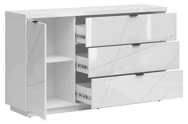 Comoda FORN, alb lucios, PAL, 156x42.5x93 cm