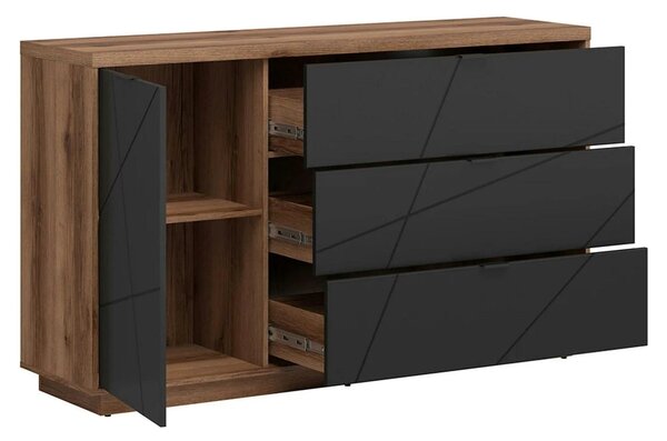 Comoda FORN, nuc/negru mat, PAL, 156x42.5x93 cm