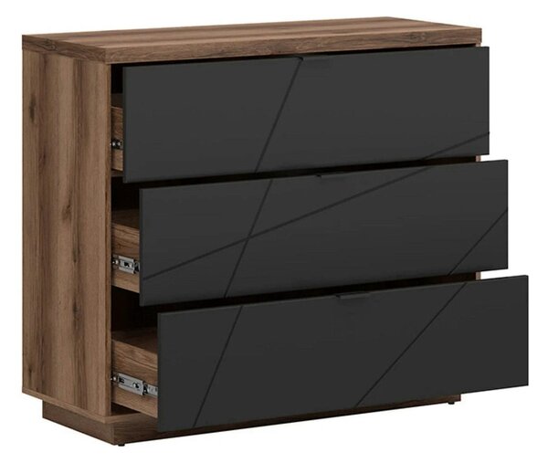 Comoda FORN, nuc/negru mat, PAL melaminat, 106x43x93 cm