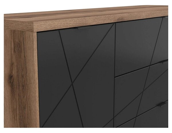 Comoda FORN, nuc/negru mat, PAL, 156x42.5x93 cm