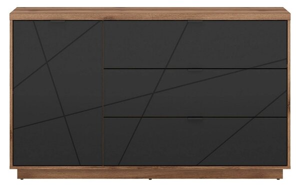 Comoda FORN, nuc/negru mat, PAL, 156x42.5x93 cm