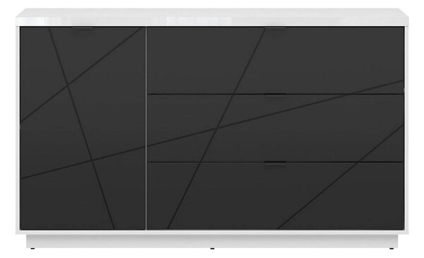 Comoda FORN, alb lucios/negru mat, PAL, 156x42.5x93 cm
